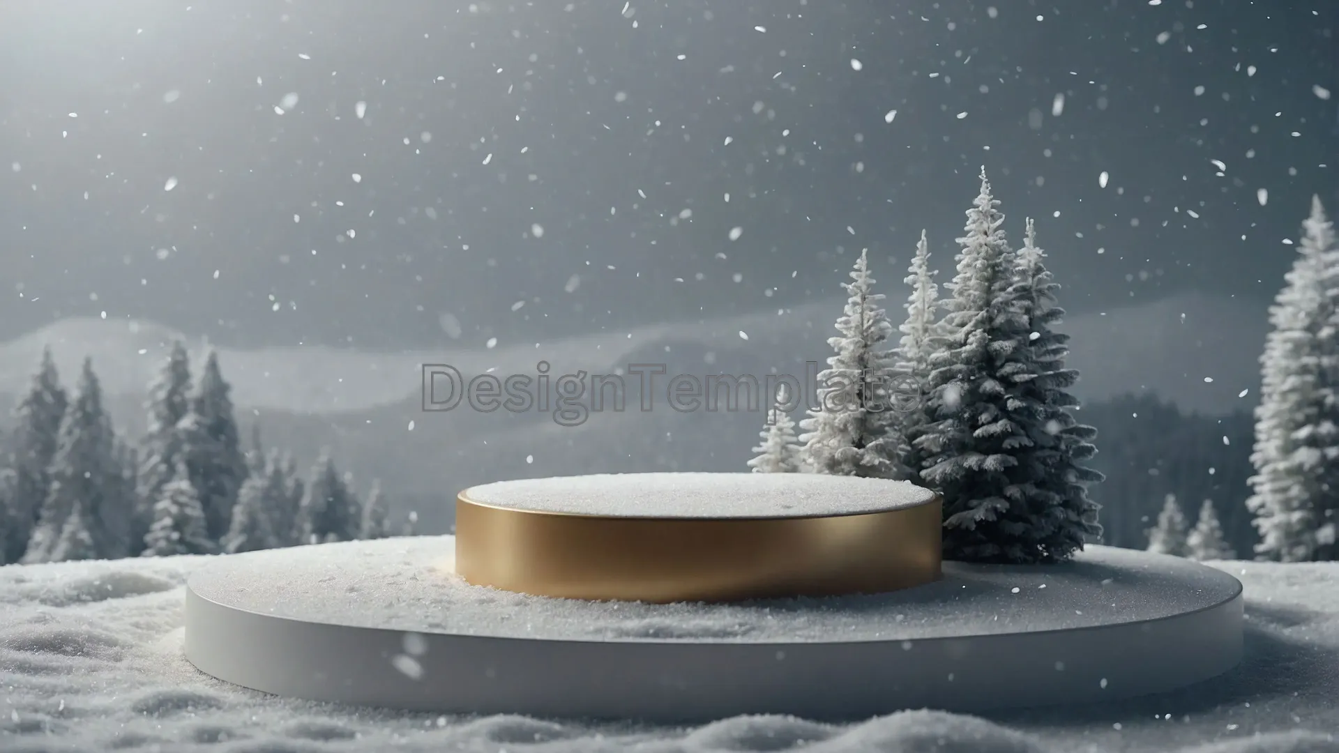 Icy Zen Platform Background Photo Fresh Snow View